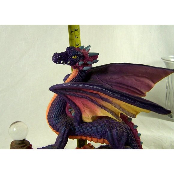 Summit Collection Purple Dragon Walking on Fire Figurine With Crystal Ball Resin - Picture 6 of 9